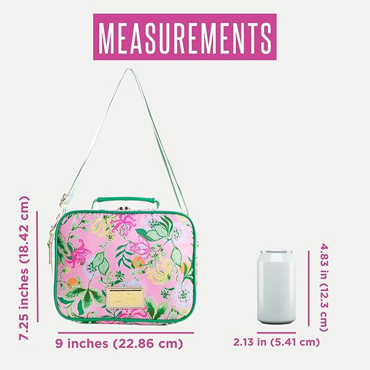 Lilly Pulitzer Insulated Lunch Box for Women, Cute Lunch Cooler Bag with Adjustable/Removable Shoulder Strap, Via Amore Spritzer