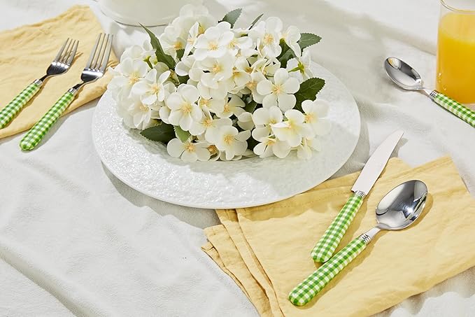 ANNOVA Silverware Set 20 Pieces Stainless Steel Cutlery Color Handle Flatware - 4 x Dinner Knife; 4 x Dinner Fork; 4 x Salad fork; 4 x Dinner Spoon 4 x Dessert Spoon (Green)