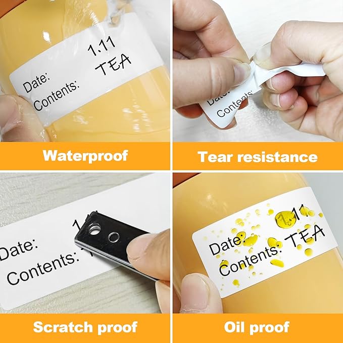 500pcs Food Labels,1 x 3 Inch Freezer Labels Removable for Food Containers, Mason Jar, Water/Oil/Tear Resistant,No Residue Food Storage Labels Perfect for Kitchen
