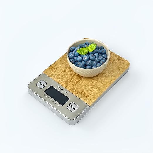 Bamboo Platform Digital Kitchen Scale - 11 pounds Capacity LCD Display Grams and Ounces AAA Battery Included (Natural)
