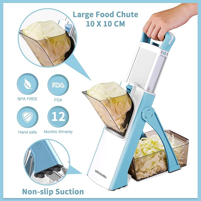 Safer Vegetable Chopper, Thickness Adjustable Mandoline Food Slicer, Onion Chopper Potato Slicer Tomato Cutter Dicer, Multifunctional Kithcen Food Fruit Chopper