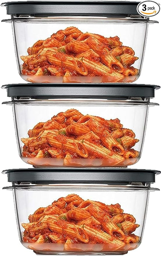 Rubber maid Premier, 5 Cup Premier Flex & Seal Food Storage Set, 3 Tritan Containers, 3 Grey Flex and Seal Lids, 6 Piece Bundle Set Bundle