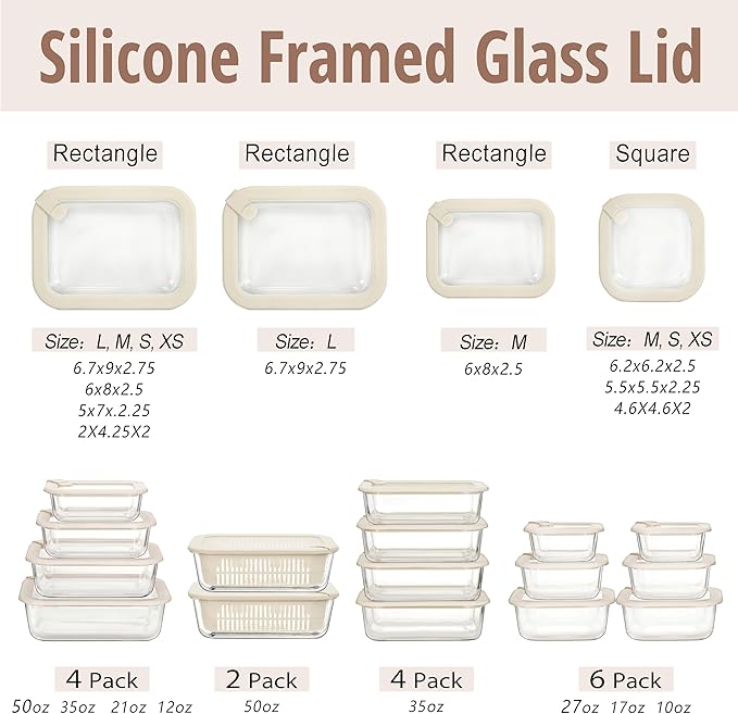Urban Green Glass Food Storage Containers with Glass Lids, Microwave Safe Glass Food Container Set, Aitight Glass Meal Prep Container Set, LeakProof, 100% Plastic Free, 2 Pack