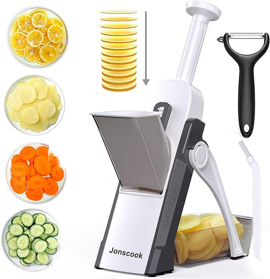 Safe Mandoline Slicer for Kitchen, Adjustable Thickness 0.1-8 mm, Professional Vegetable Slicer, Potato Slicer, Food Chopper French Fry Cutte, Mandolin, Chopping Artifact (just Slice, SkyGray)