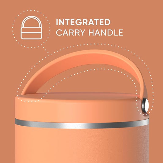 Hydrapeak 32oz Stainless Steel Vacuum Insulated Thermos Food Jar | Thermos for Hot Food and Cold Food, Wide Mouth Leak-Proof Soup Thermos for Adults, 10 Hours Hot and 16 Hrs Cold (Apricot Crush)