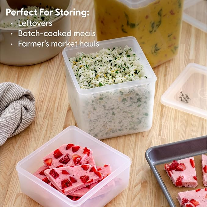 W&P Freezer Cubes- Set of 3 | Reclaim Your Freezer With Tidy Stackable Frozen Food Containers | 16oz, 40oz, 64 oz | Freezer safe, BPA Free, Dishwasher Safe, Microwave Safe (Pack of 5)