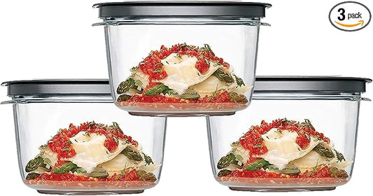 Rubbermaid Premier, 7 Cup Premier Flex & Seal Food Storage Set, 3 Tritan Containers, 3 Grey Flex and Seal Lids, 6 Piece Bundle Set Bundle