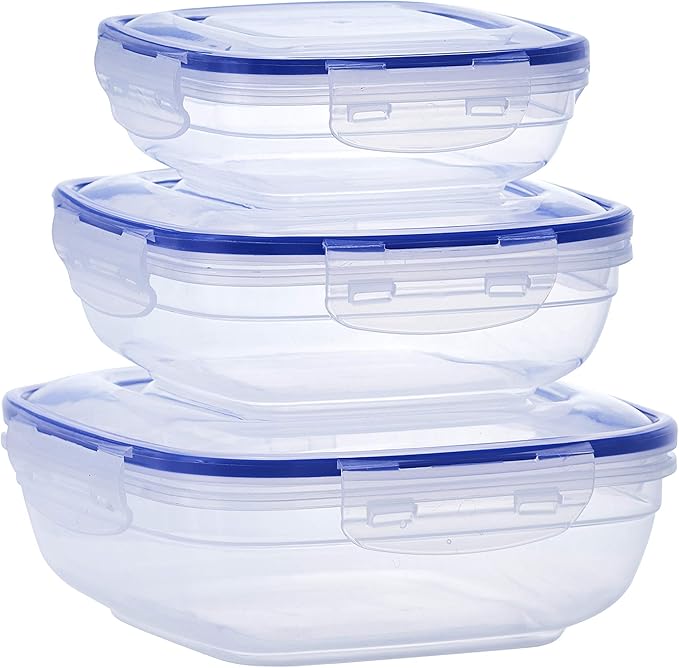 Superio Plastic Food Storage Container Set, BPA Free, Sealed Containers with Airtight Lids for Pnatry, Cupboard, and Fridge- Microwave and Dishwasher Safe (10) (6 Pack)