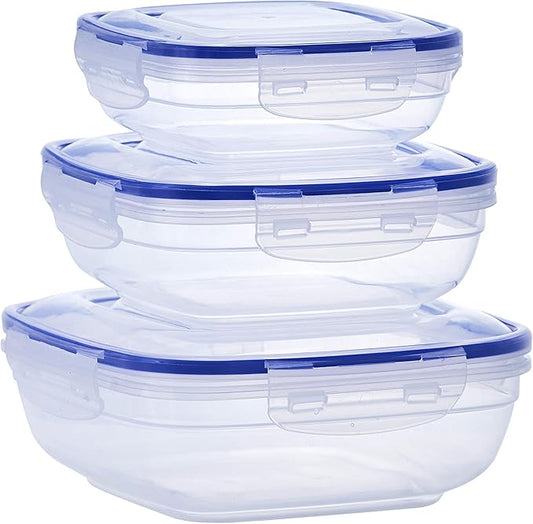 Superio Plastic Food Storage Container Set, BPA Free, Sealed Containers with Airtight Lids for Pnatry, Cupboard, and Fridge- Microwave and Dishwasher Safe (10) (6 Pack)