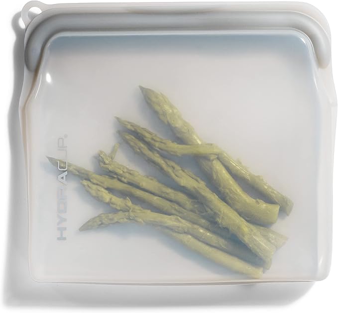 Hydra Cup Reusable Silicone Storage Bags [6 PACK] Food Storage Container, 30 ounces, Press to Lock, Stash Snacks & Meal Prep, Sandwich Size, Microwave & Dishwasher Safe