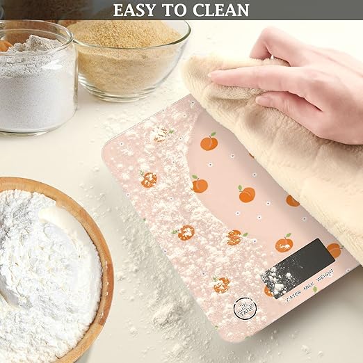 Food Scale Kitchen Digital Scale Food Ounces and Grams Dieting Baking Cooking Waterproof Glass Panels LCD Display,4 Units Scale Tare Function Peach