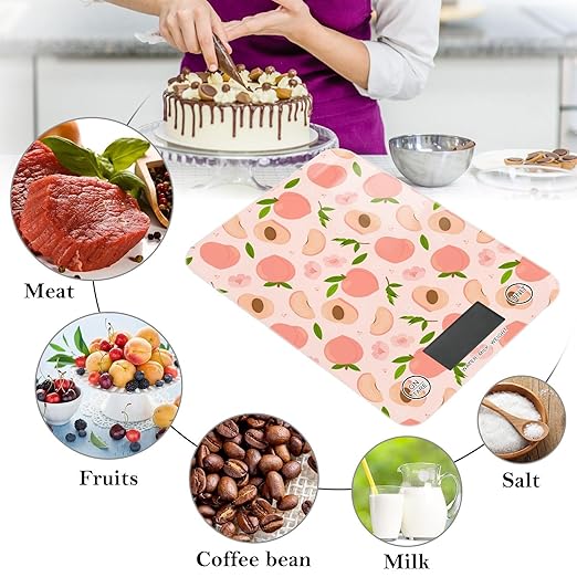 Food Scale Kitchen Scale for Baking Cooking Digital Food Weighing Measuring Scale Small Waterproof Electric Food Scale Peach Pink