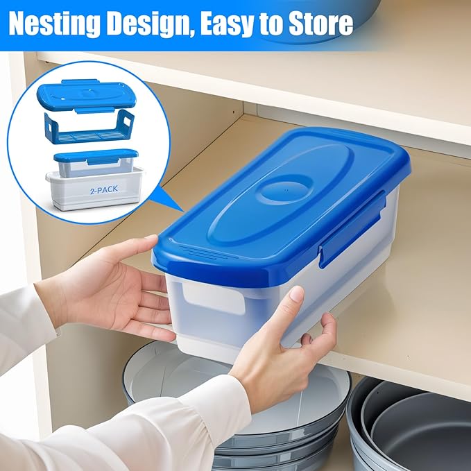 Batter Breader Shaker Bowl with Lid, 2-pack Mess Free Breading Shaker Bowl, Fish Batter Shaker Container with Breading Tray, Batter Bowl Shaker for Fish Frying Chicken Wings Fish Onion Rings Veggies