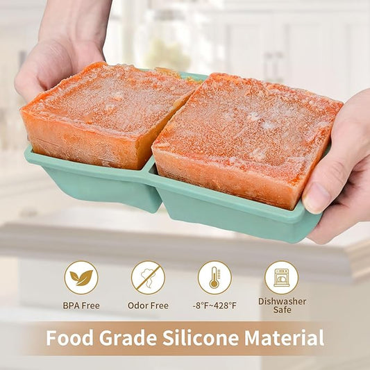 Silicone Freezer Tray for Soup Ice Cubes: 2-Cup Freezing Tray with Lid for Meal Prep - 2Pack Silicon Soup Portion Freeze Tray Make Stock Souped Ice Cube