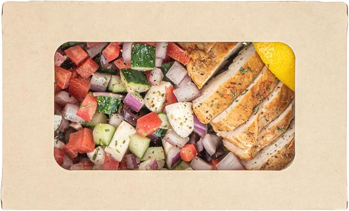 Restaurantware-Sustain 35 Ounce Sturdy Paper Take Out Boxes, 50 Disposable Take Out Food Containers - With PLA lining, Two Clear PLA Windows, Bamboo Paper Containers, Compostable, Tab-Lock Design