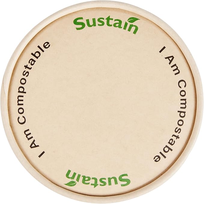 Restaurantware-LIDS ONLY: Sustain Round Paper Soup Container Lids, 50 Disposable Ice Cream Cup Lids - Cups Sold Separately, For 12 Ounce Cups, Bamboo To Go Cup Lids, With PLA lining, Compostable
