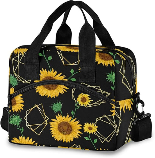 Sunflower Insulated Lunch Bag Reusable Lunch Tote Bag Cooler Bag for Women Men Adult Lunch Box with Adjustable Shoulder Strap Leakproof Lunch Bag for Work School Picnic Camping