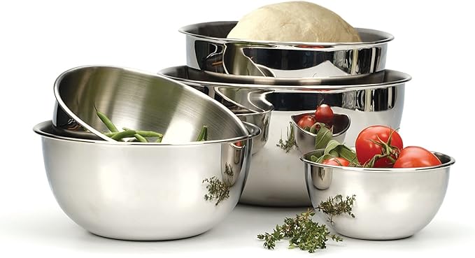 RSVP International Endurance Stainless Steel Mixing Bowls, 6 Quart