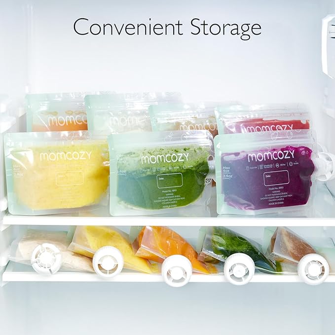 Momcozy Reusable Baby Food Pouches for Toddlers,BPA Free Plastic,Food Safe,Freezer Safe,Refillable for Applesauce Yogurt & Puree Squeeze Pouch,10 packs,3.4-4oz