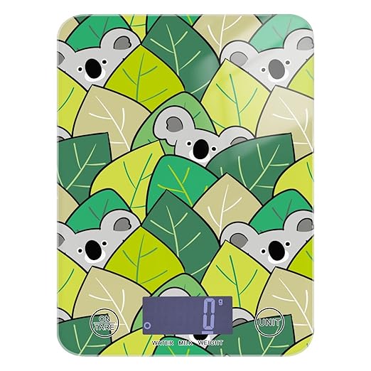 Food Scale Kitchen Scale for Baking Cooking Digital Food Weighing Measuring Scale Small Waterproof Electric Food Scale Cute Koala and Leaves