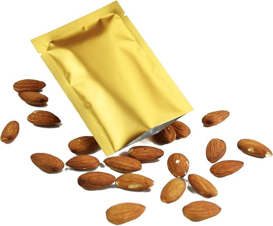 QQ Studio 100 PCS Metallic Mylar Foil Open Top Sealable Bags (8x12cm(3.1x4.7"), 100x Gold)