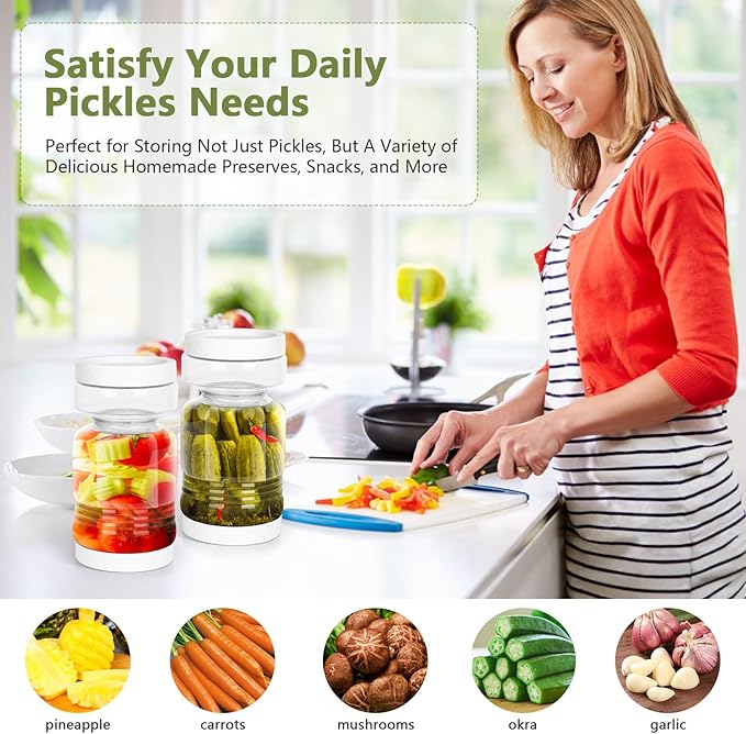 Pickle Jar 80oz Glass Pickle Jar with Strainer Flip,Airtight Kimchi Jar Leakproof Pickle Container Olive Hourglass Jar with Strainer,Pickle Juice Jar for Gherkins,jalapenos,onions,mushrooms,