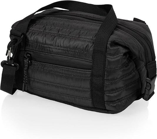 PICNIC TIME Midday Quilted Washable Insulated Lunch Bag, Soft-sided Lunch Box, Lunch Cooler Bag, (Obsidian Black)