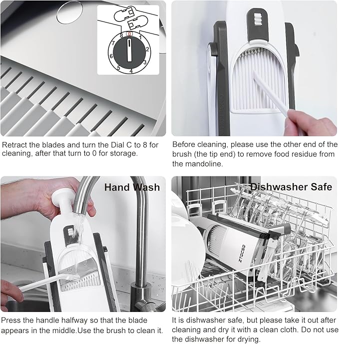 5 in 1 Safe Vegetable Chopper, Mandoline Slicer for Kitchen, Adjustable Mandoline Slicer. Easy to Clean, can't Detachable Blade, Vegetable Slicer can Cut Slicing, Strips, Shredding, Dicing,Chop