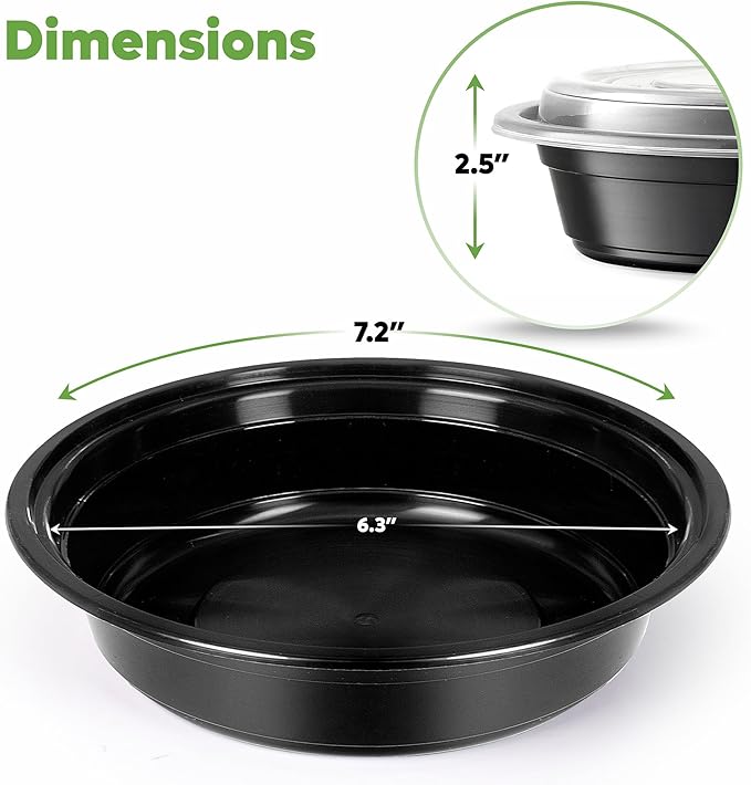 Comfy Package [24 oz - 50 Count Round Meal Prep Containers Reusable - Microwaveable, Dishwasher and Freezer Safe, BPA-Free, Portion Control and Convenience Food Storage with Lids, Stackable