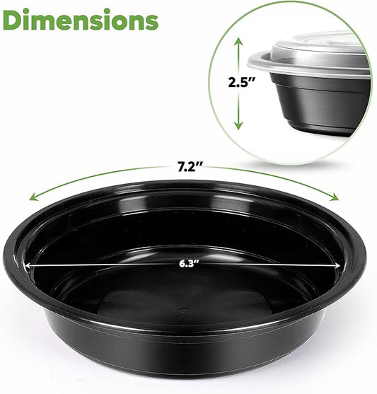 Comfy Package [24 oz - 50 Count Round Meal Prep Containers Reusable - Microwaveable, Dishwasher and Freezer Safe, BPA-Free, Portion Control and Convenience Food Storage with Lids, Stackable