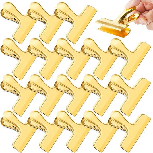 ANZNKU 24 Packs Gold Bag Clips for Food Packages, Chip Clips Bag Clips Food Clips, Stainless Steel Chip Clip for Food Packages, Bag Clips for Food Storage