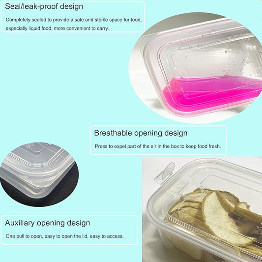 30 oz Reusable Freezer Containers (Food Storage),BPA-Free Plastic Deli Containers,Sealed Leak-Proof for Meal Prep,Overnight Oats,Soups,Jams-Microwave/Dishwasher/Freezer Safe(10 Pcs)