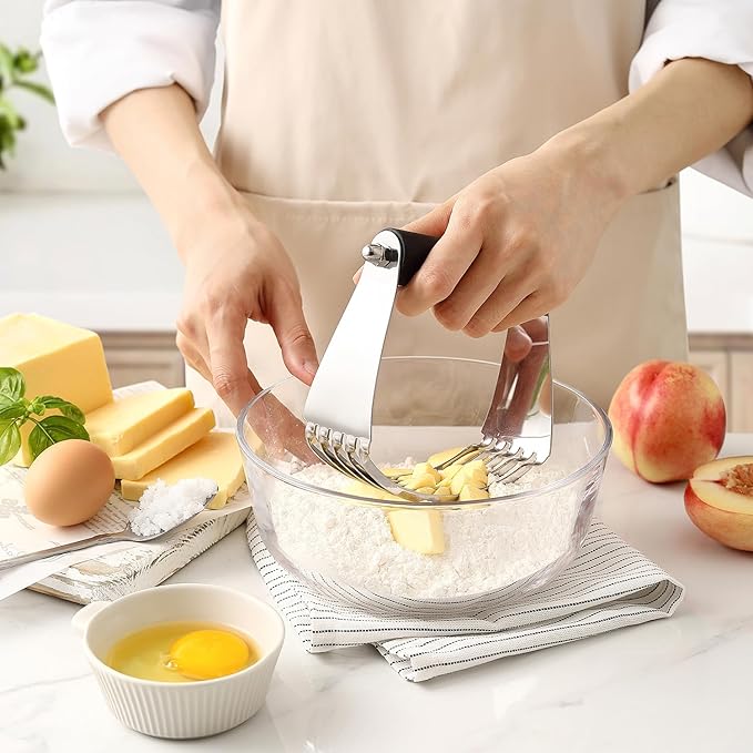 Spring Chef Large Dough Blender & Biscuit Cutter Set, Black & Stainless Steel Measuring Cups with Pour Spout, Set of 7-2 Product Bundle