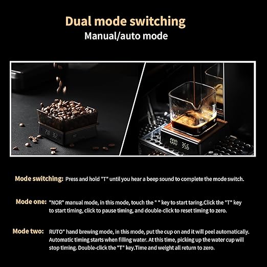 Mini Coffee Digital Scale with Timer, Rechargeable Kitchen Electronic Scale, Compact Digital Scale for Precision Brewing, Accurate Measurement for Espresso & Pour Over (Wood)