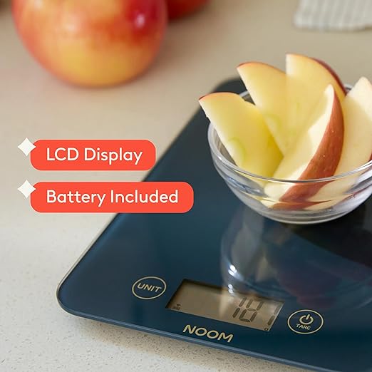 Noom Digital Kitchen Scale: Accurate Precision, LCD Display for Clarity, Stylish Black, Blue, or Off-White. Battery Included for Seamless Operation. (White)