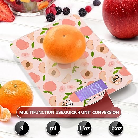Food Scale Kitchen Scale for Baking Cooking Digital Food Weighing Measuring Scale Small Waterproof Electric Food Scale Peach Pink