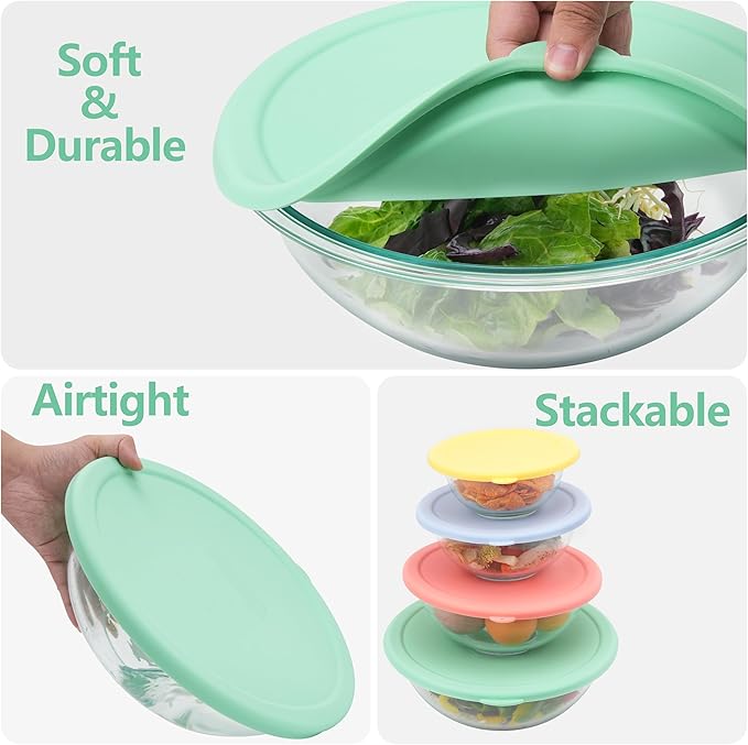 Silicone Lid for Pyrex Smart Essentials Prepware 326 4-Quart Rimmed Glass Mixing Bowl, Food Grade Silicone Cover, Dishwasher & Microwave Safe (Bowl not included) - 1 Pack