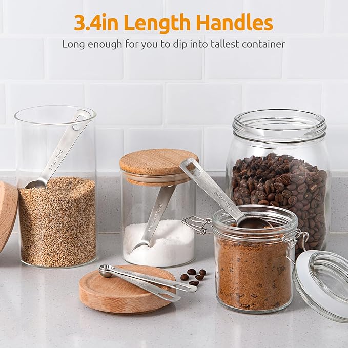 18/8 Stainless Steel Measuring Spoons Set for Dry and Liquid Ingredients (Set of 5), and 18/10 Stainless Steel Balloon Whisk for Kitchen Cooking with 12 Flex Wires (Aqua Sky)