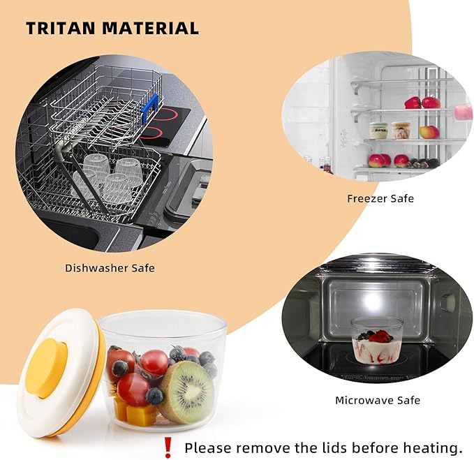 Tritan Oatmeal Jars, 4-Pack Shatterproof & Leakproof Overnight Oats Containers with Lids, 14oz Pop-Top Airtight Meal Prep Jars for Chia Pudding, Yogurt, Salad, Cereal, Orange