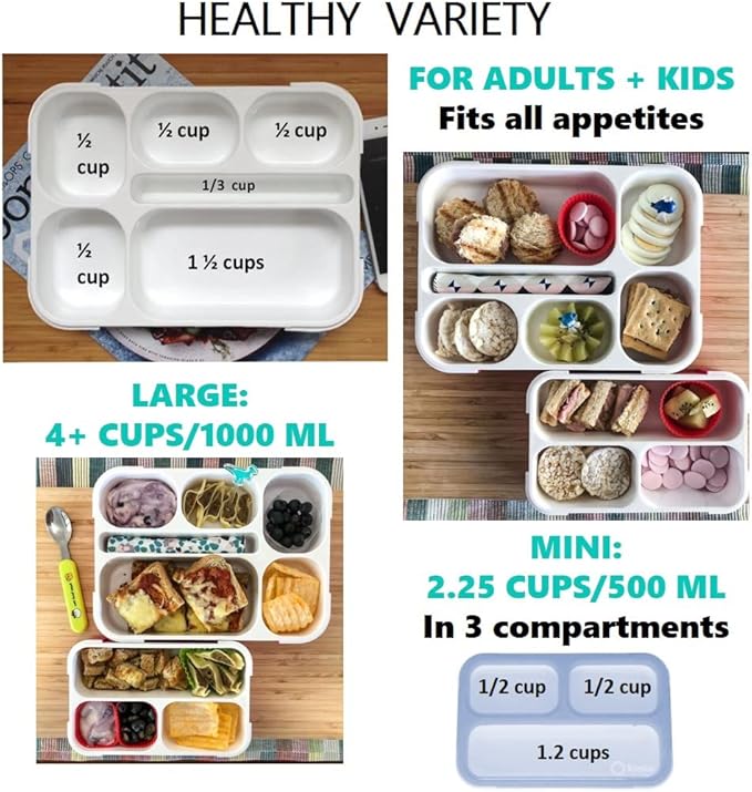 kinsho Bento Box Lunch Boxes and Snack Containers, Value Pack for Kids Girls Boys | Leakproof Portion Boxes for School Pre-School Toddler Daycare Travel, BPA Free | Set of 4, Pink Purple