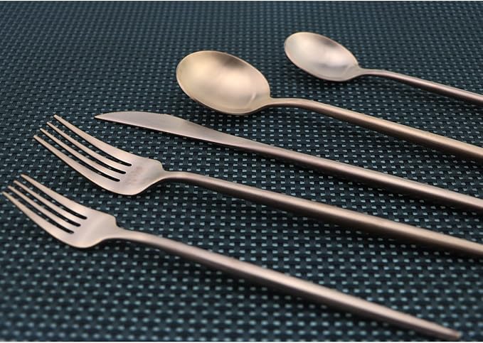 Flatware Set for 4, Luxury 20 Pieces Rose Gold Plated Copper Color 18/10 Stainless Steel Silverware Flatware Sets Spoons Knives and Forks Set, Service for 4