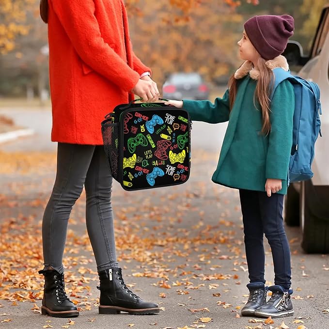 Lunch Bag Personalized Game Controller Lunch Bag Insulated Lunch Bag Reusable Lunch Box Picnic Travel Lunch Tote Bag Snack Bag