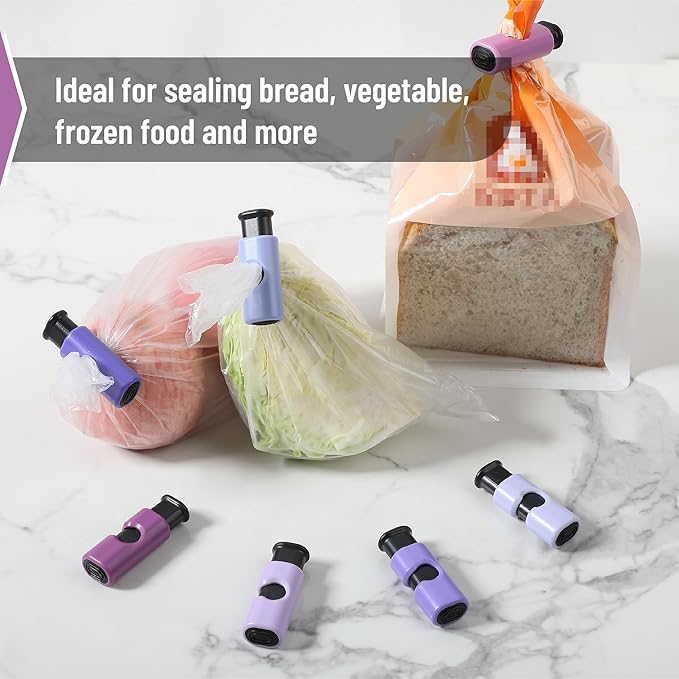 Mr. Pen- Squeeze and Lock Bread Bag Clips, 8 Pack, Ocean Breeze Colors, Squeeze and Lock Bread Clips Reusable
