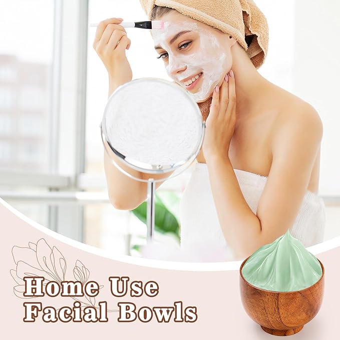 6 Pcs Wood Facial Mask Mixing Bowl Bulk, 3.54 Inch Wooden Facial Bowls Esthetician Supplies for Women DIY Skincare Products Home Salon