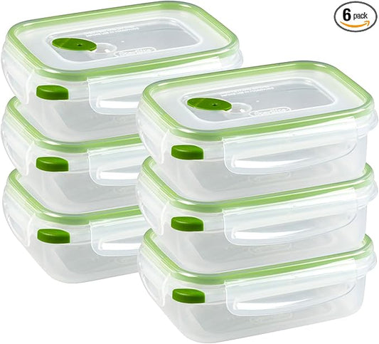 STERILITE 0311 Ultra Seal 3.1 Cup Rectangle Food Storage Container, Clear Green, See Through Lid & Base With New Leaf Accents