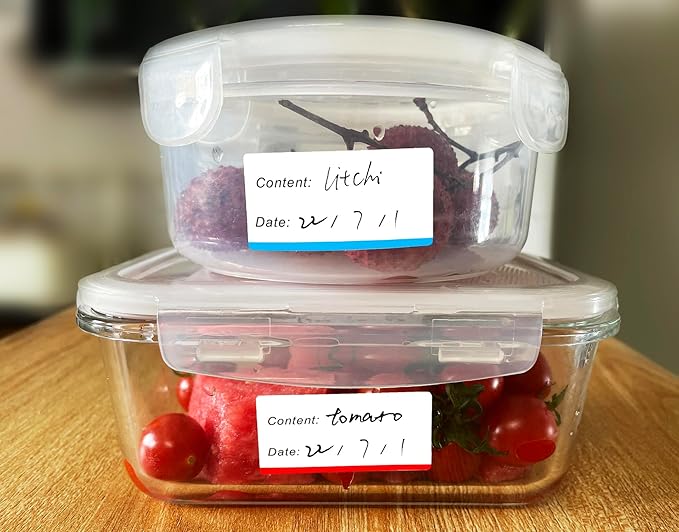 300 Removable Freezer Food Labels, 1 x 2 Inch, Waterproof, Oil Resistant Canning Jar Labels, Clean, No Residue