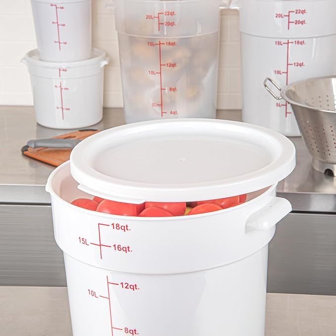 Restaurantware-LID ONLY: Met Lux Food Container Lid, 1 Round Lid For Storage Container - Containers Sold Separately, With Pull-Corner Tab, White Plastic Lid, Dishwashable, Freezable