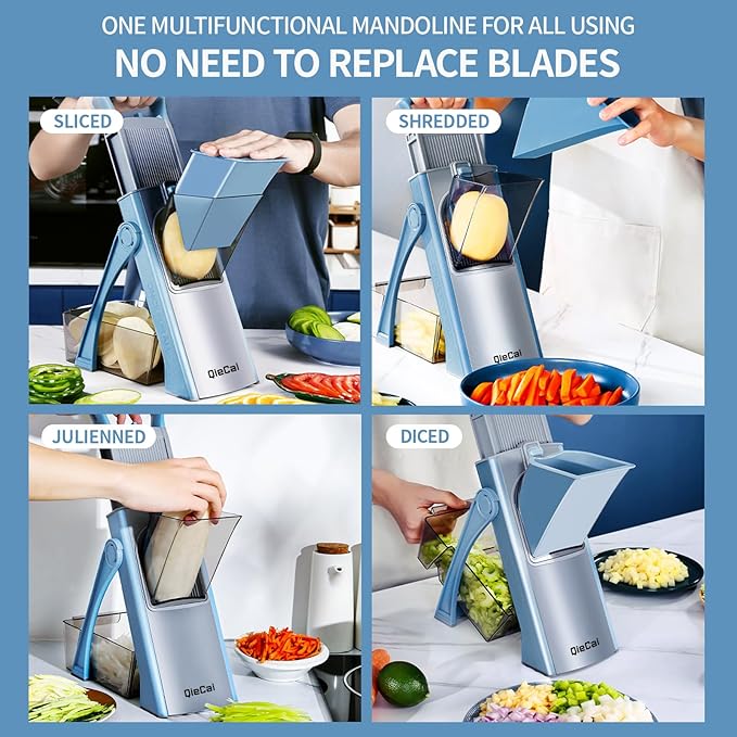 Vegetable Chopper Safe Mandoline Slicer for Kitchen, Multifunctional Chopper Vegetable Cutter, Julienne + Dicer for Vegetables, Meal Prep & More with 35+ Presets & Thickness Adjuster