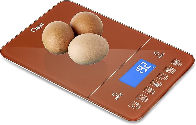 Ozeri Touch III Digital Kitchen Scale with Calorie Counter, 22 lbs (10 kg), Burnt Ochre