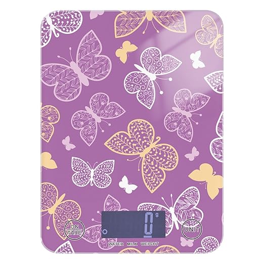 Food Scale Kitchen Scale Food Scales Digital Weight Grams and Ounces Small Electronic Food Scale for Baking Cooking Purple Butterfly
